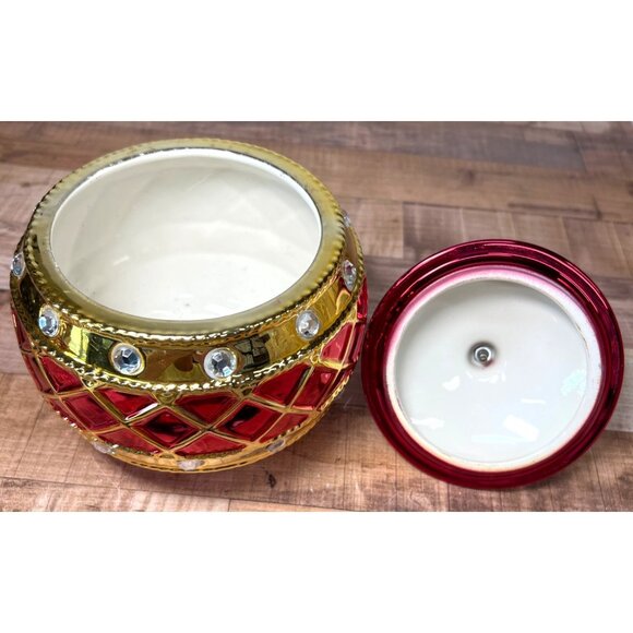 Luxury Red & Gold Jeweled Christmas Ornament Decoration Large - Picture 4 of 5